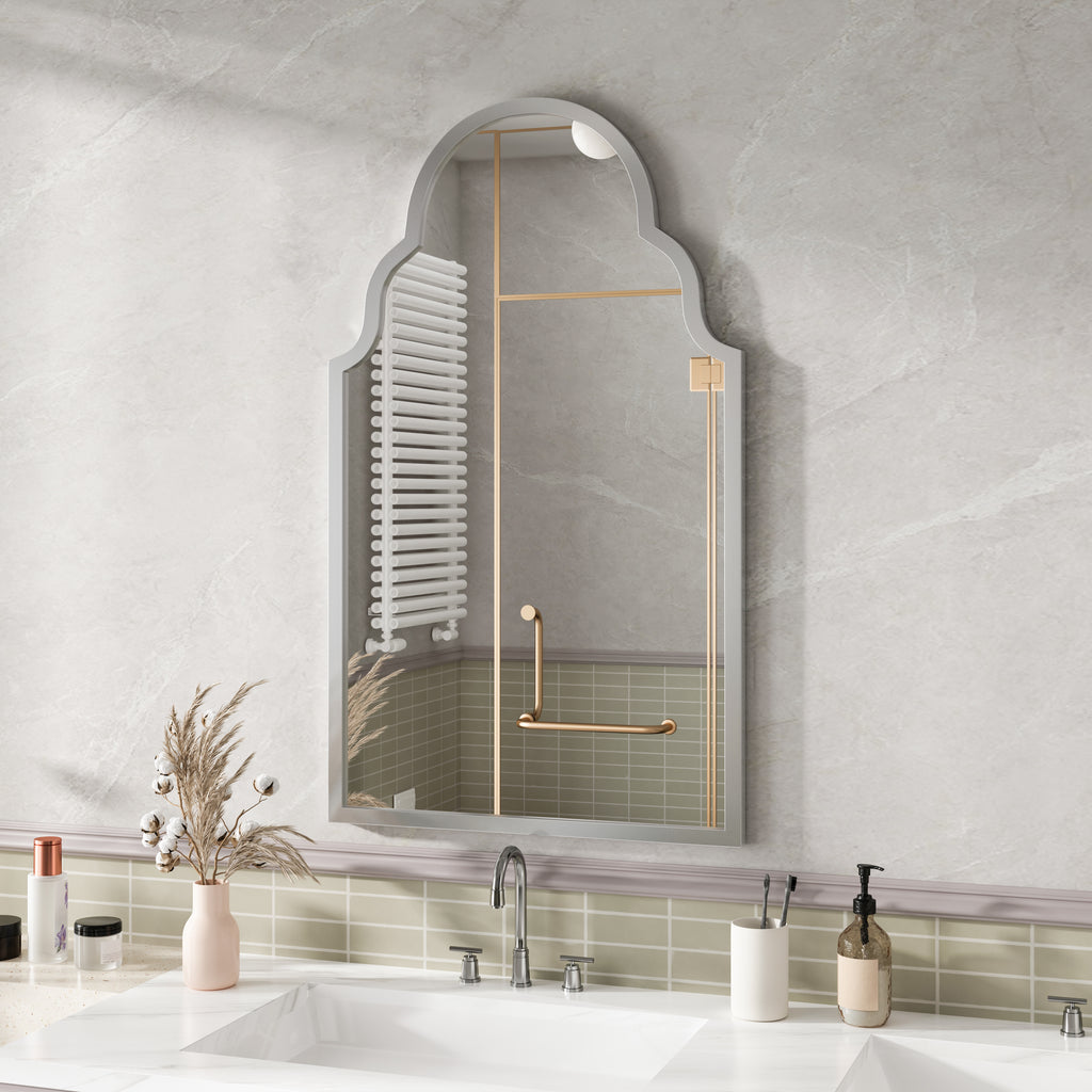Espejo rectangular de 61x101CM, espejo rectangular plateado, espejo de pared con marco de metal, espejo de baño para la pared, para el baño, la sala de estar, la decoración de la pared del dormitorio