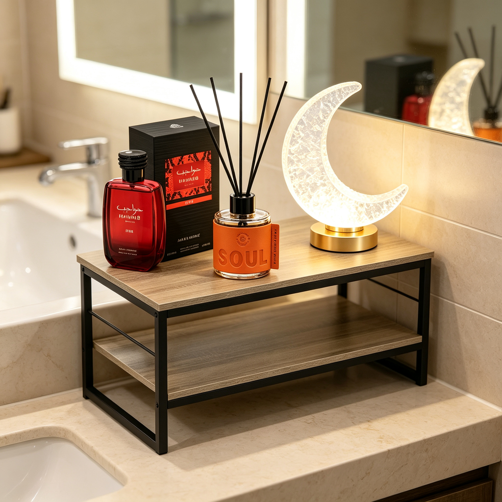 Set Decoración Oriental Premium 4 en 1 - Mesa de Centro + Perfume Fire + Mikado Soul + Lámpara Luna