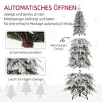 Árbol de Navidad artificial de 180 cm, árbol de Navidad realista con 600 ramas densas, nieve artificial y apertura automática