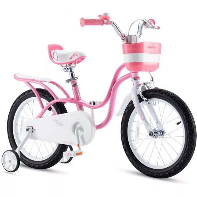 Bicicleta para Niñas y Niños de Color Rosa y Blanco, Segura y Ligera con Ruedas de Entrenamiento