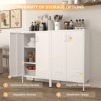Gabinet de almacenamiento de acero blanco con 2 puertas y 2 estantes ajustables, gabinete multifuncional para el salón, la cocina, el dormitorio, el almacenamiento de herramientas en el garaje y la organización de archivos en el despacho