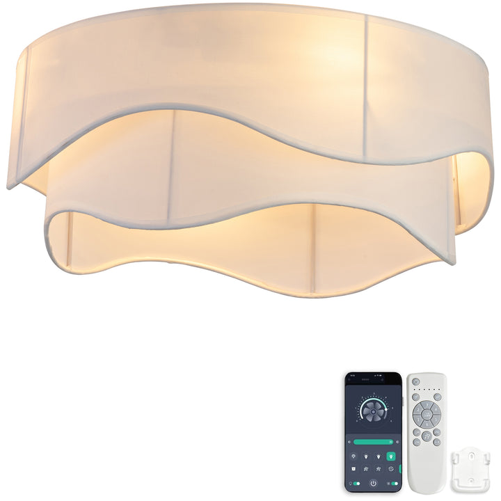 Ventilador de techo de 19 pulgadas moderno, alas de ABS, doble control a través de la app y el mando a distancia, seis velocidades reversibles de ajuste del ventilador, ideal para dormitorios y guarderías