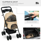 Cochecito para mascotas con función de plegado, ideal para perros y gatos pequeños, Oxford Khaki 67x45x96cm
