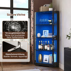 Armario vitrina de 165 cm con LED, armario lateral de cristal de seguridad de 4 niveles, moderno armario de vinos para figuras, coleccionables y vinos, para cocina y comedor