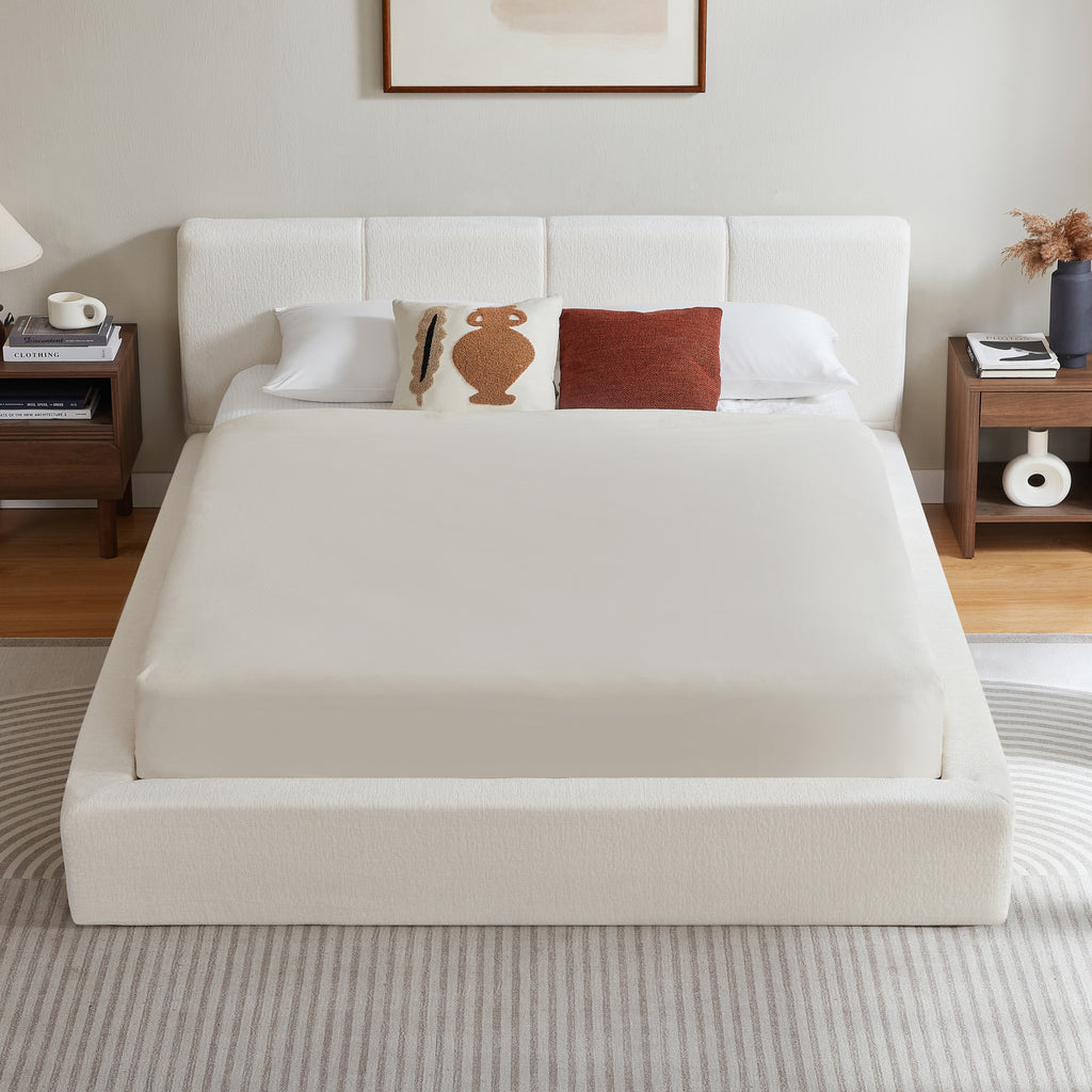 Cama de 160x200 cm con cabeza con relleno, armazón de acero reforzado, sin boxspring: montaje sencillo, alta estabilidad, no incluye colchón.