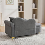 Chaiselongue multifuncional con espacio de almacenamiento, 134 cm, diseño moderno, respaldo ondulado, tela con aspecto de piel de cordero, cojines altamente densos, incluye cojín lumbar + cojín de cuello