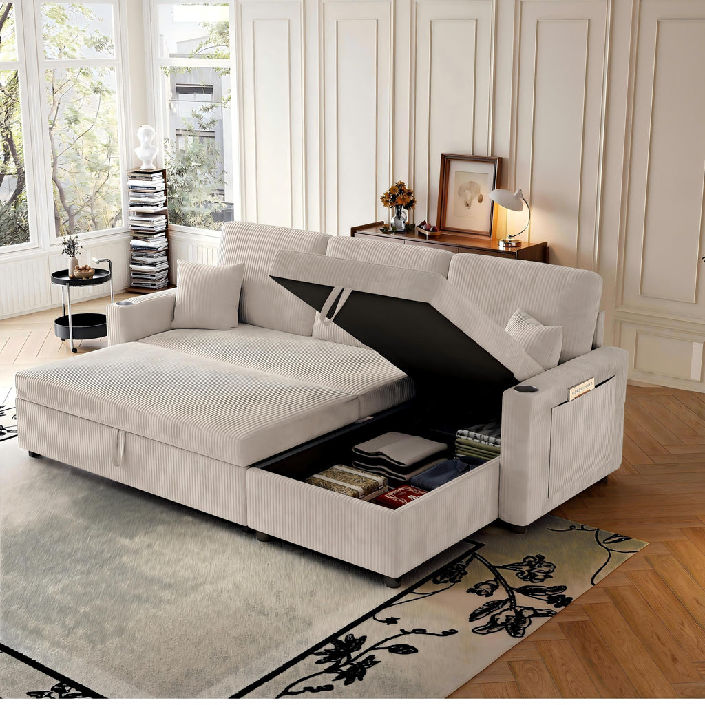 Sofá en L Sofabetten, un sofá espacioso, un sofá cómodo para dormir en las alturas y un espacio de almacenamiento adecuado para un sofá modular y un sillón en su salón de estar y en su apartamento