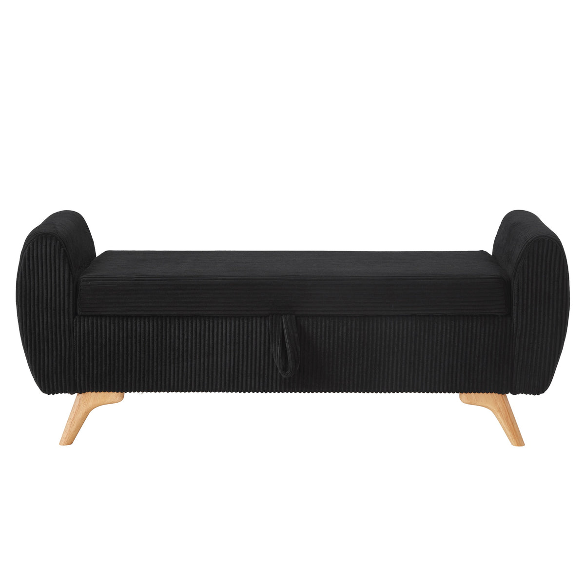 Banco de silla plegable con espacio de almacenamiento y patas de madera – 145×51×57 cm, para dormitorio, sala de estar y pasillo