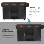Gran carrito de cocina/armario de 139x46(71)x91,5 cm, cuerpo negro + mesilla de trabajo en madera de alta calidad, mesilla de trabajo plegable, puerta de almacenamiento, ruedas, pies de madera intercambiables, adecuado para comedor, cocina