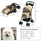 Cochecito para mascotas con función de plegado, ideal para perros y gatos pequeños, Oxford Khaki 67x45x96cm