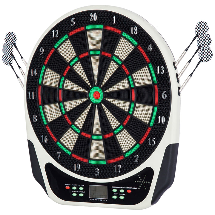 Tablero de dardos electrónico, tablero de dardos con pantalla LCD, 6 dardos, 24 puntas de dardo, 18 juegos, 159 opciones de tiros, para 8 jugadores