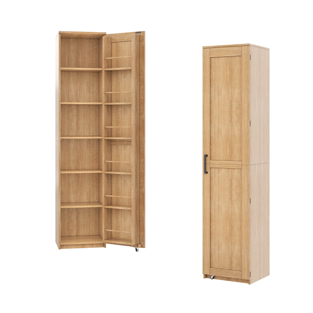 Armario de cocina, armario de almacenamiento alto con soportes para puertas y tabiques de empotramiento ajustables, armario de provisiones para salón, comedor y baño, 40 × 40× 183 cm