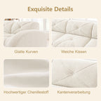 Sofá sin armazón, módulo de sofá tres plazas extra grande, hecho de cómodo material chenille, ideal para el salón, diseño antiresbaladizo, sin necesidad de montaje, color beige claro