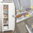 Gabineté de almacenamiento metálico de dos puertas para despensa de la cocina, con estantes ajustables, gabineté alto de acero para la cocina, salón, comedor y oficina, blanco