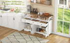 Buffet de 140 cm con espacio de almacenamiento, barra de café con 3 cajones, consola en estilo rústico con puertas, armarios con tablones de empotramiento, adecuado para la cocina, el salón, el vestíbulo, estilo rústico blanco/marrón