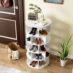 Rack para zapatos, ángulo giratorio, redondo blanco, 5 niveles, altura 115 cm, ancho 60 cm