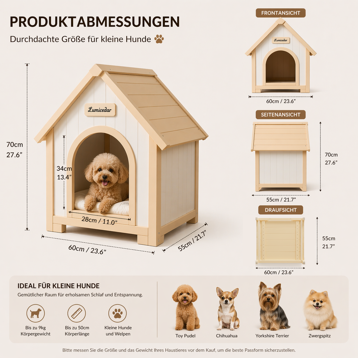 Casa para mascotas de madera para el interior – Casa para gatos de madera FSC® Solid Wood Furniture for Small Pets, Scandinavian Pet Shelter Katzenhaus & Hundehütte aus Holz – Skandinavische Tiermöbel aus FSC® Massivholz für kleine Hausti