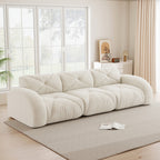 Sofá sin armazón, módulo de sofá tres plazas extra grande, hecho de cómodo material chenille, ideal para el salón, diseño antiresbaladizo, sin necesidad de montaje, color beige claro