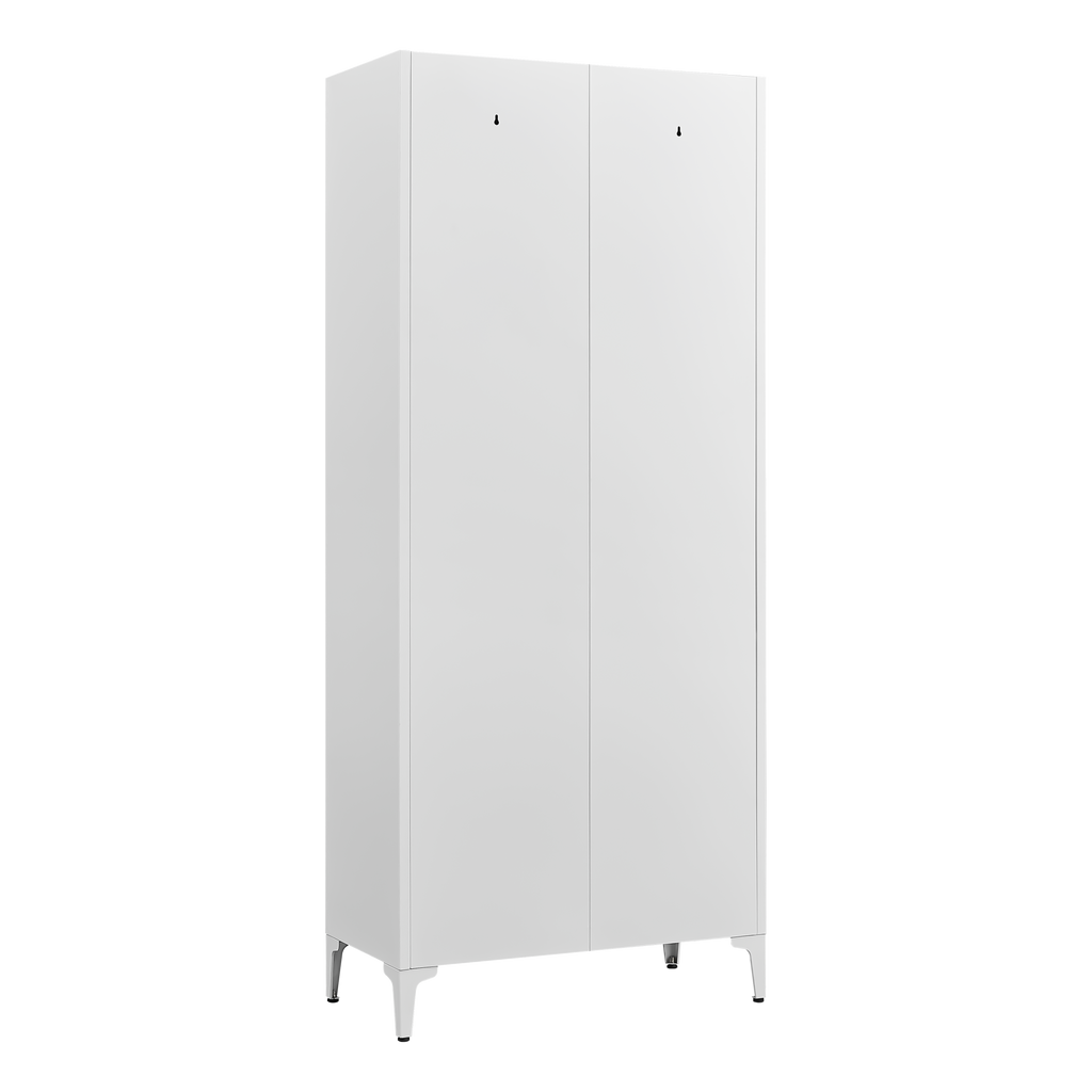 Gabineté de almacenamiento metálico de dos puertas para despensa de la cocina, con estantes ajustables, gabineté alto de acero para la cocina, salón, comedor y oficina, blanco