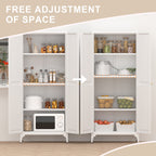 Gabineté de almacenamiento metálico de dos puertas para despensa de la cocina, con estantes ajustables, gabineté alto de acero para la cocina, salón, comedor y oficina, blanco