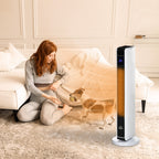 Heizlüfter eléctrico de 2200W con control remoto y temporizador de 8 horas, de ABS y PA, blanco y negro, compacto de 21x21x73 cm para calor eficiente