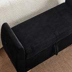 Banco de silla plegable con espacio de almacenamiento y patas de madera – 145×51×57 cm, para dormitorio, sala de estar y pasillo