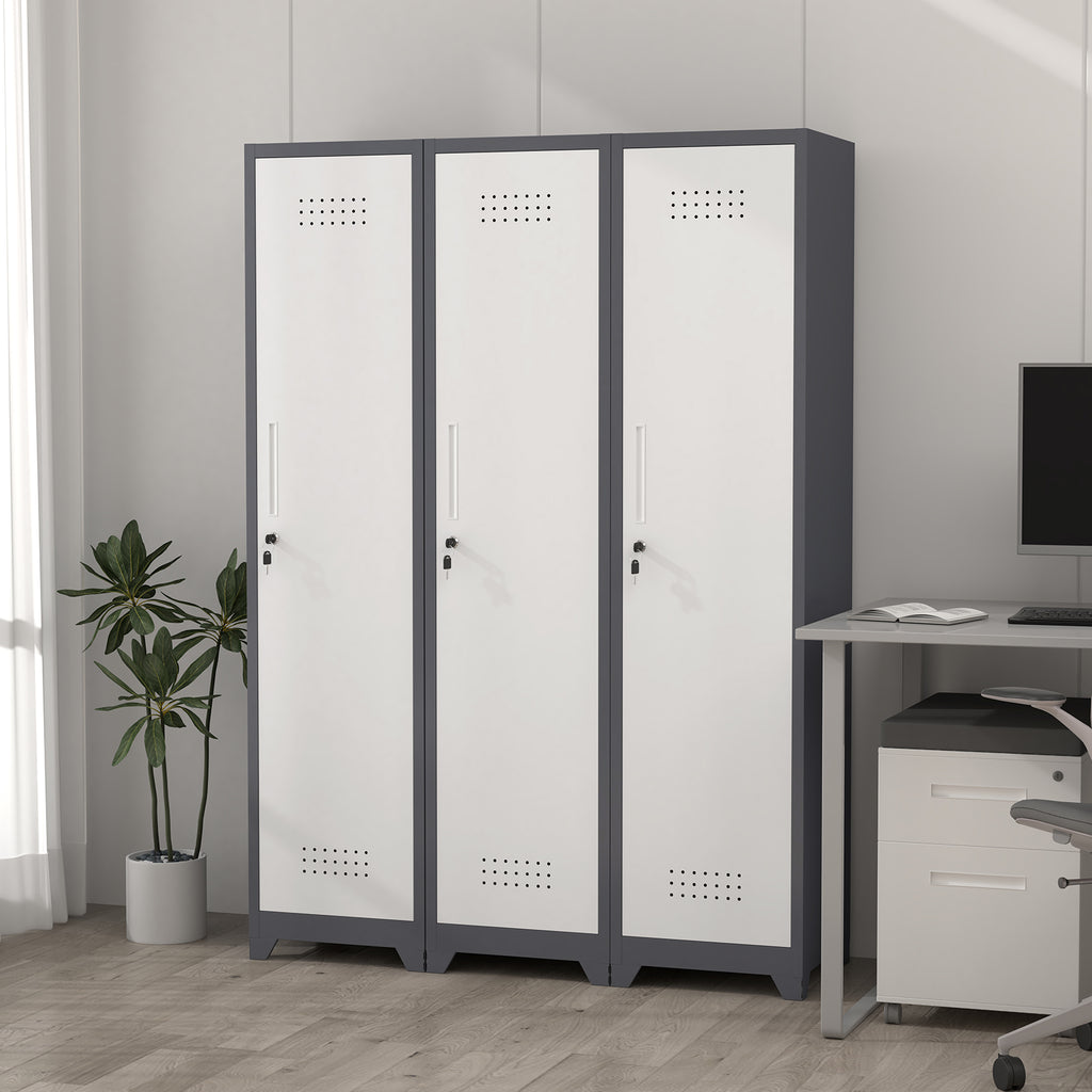 Gabinet de almacenamiento para limpieza de metal esbelto con puerta cerradora, estantes y barra de colgado, 65" de alto, organizador de utilidades para cocina, despensa, oficina, taller y garaje