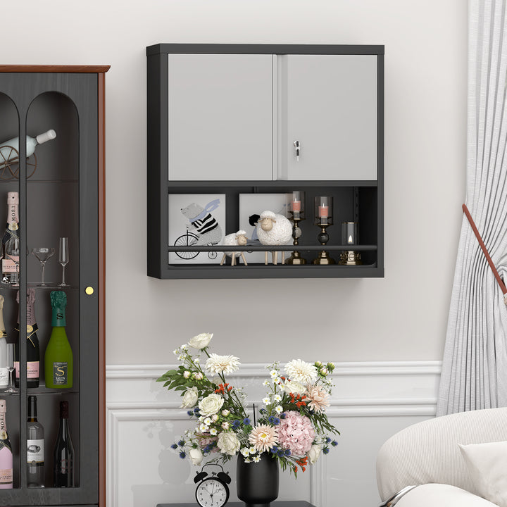 Gabinet de almacenamiento metálico alto con 2 puertas y estantes ajustables, gabinete de despensa de acero para la cocina, sala de estar, comedor, oficina doméstica