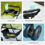 Cochecito para mascotas, plegable, 2 correas de seguridad, 2 porta-bebidas, 67 x 45 x 96 cm, Verde