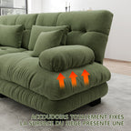 Sofá angular modular de 4 plazas con asiento profundo, sofá cama de chenille, cómodamente revestido para salón, apartamento, estudio, oficina, chenille verde