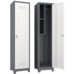 Gabinet de almacenamiento para limpieza de metal esbelto con puerta cerradora, estantes y barra de colgado, 65" de alto, organizador de utilidades para cocina, despensa, oficina, taller y garaje