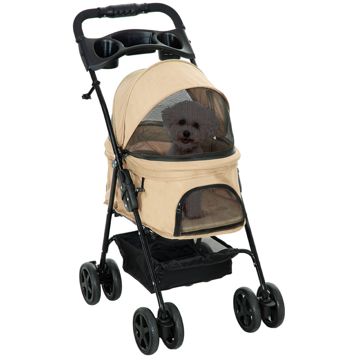 Cochecito para mascotas con función de plegado, ideal para perros y gatos pequeños, Oxford Khaki 67x45x96cm