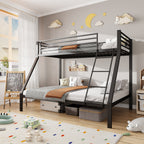 Cama bunk Metal 90/140 x 200 cm – Cama familiar y bunk con protección contra caídas, escalera segura y rejilla, construcción estable, silenciosa, para niños, jóvenes y adultos, Negro