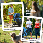 Hundebuggy, carro para perros con reflectores, plegable, cesto de almacenamiento, protección solar, ventanas de red, Oxford, azul