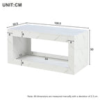 WF323710WAA) Moderno mesón LED, mesón para el salón, sofático, mesón de salón, mesón con brillo alto con control remoto, gran mesón con estampado de mármol (blanco)