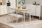 Set de mesa de comedor, barra con 4 sillas de comedor, mesa de cocina con sillas, mesa de desayuno industrial para cocina, salón, sala de fiesta, colores naturales y blanco, 110cm * 60cm * 76,5cm