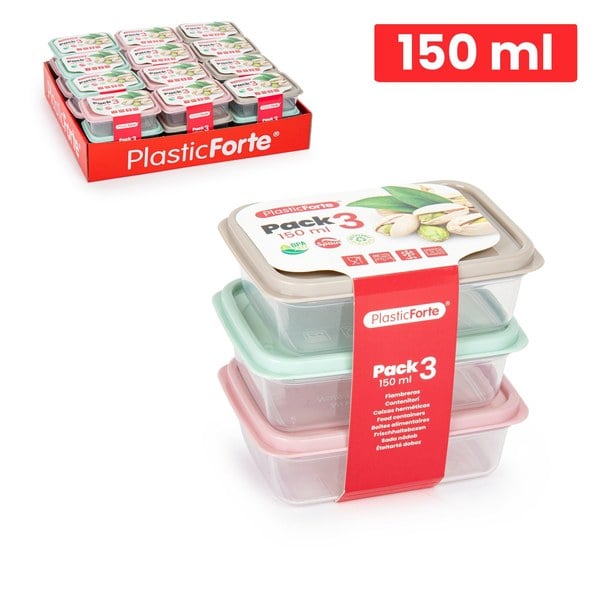 Pack 3 Fiambreras Rectangulares 150 ml