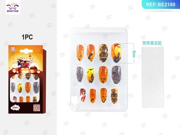 Uñas Postizas de Gelatina Halloween Adulto 12 Piezas