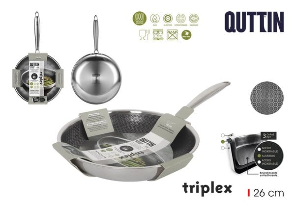 Sarten Acero Induccion Triplex 26cm Quttin