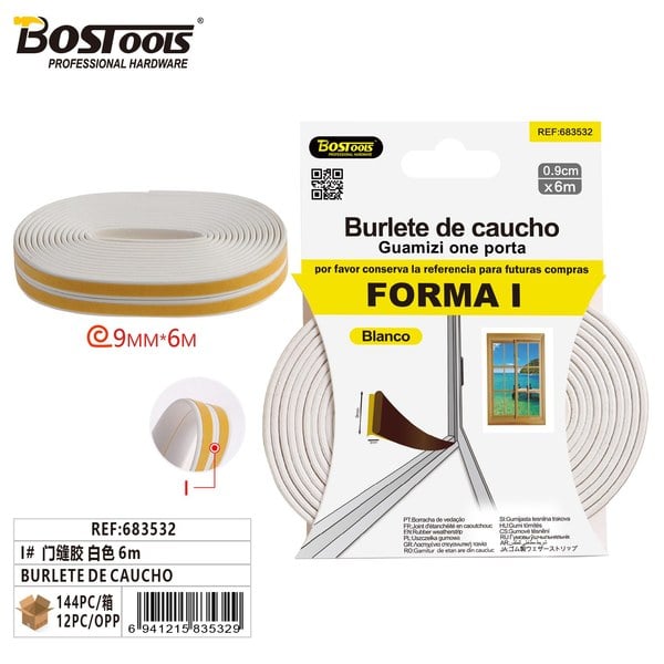 Burlete de Caucho Blanco 6m