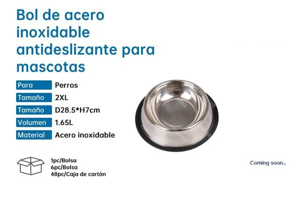 Bol Acero Inoxidable Antideslizante Mascotas 2XL 1.65L