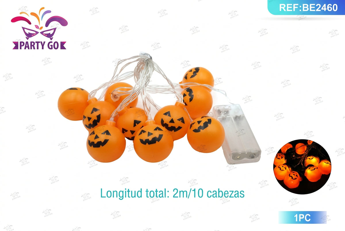 Guirnalda de Luces Calabazas Halloween 10 Cabezitas