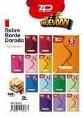 5 Sobres Borde Dorado 90x140 110gr