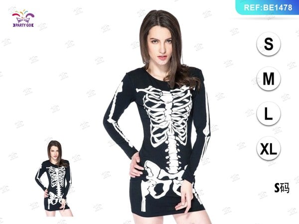 Vestido Disfraz Halloween Esqueleto