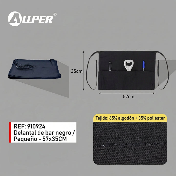 Delantal de Bar Negro Pequeño