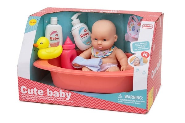 Muñeco Bebé Bañera con Accesorios