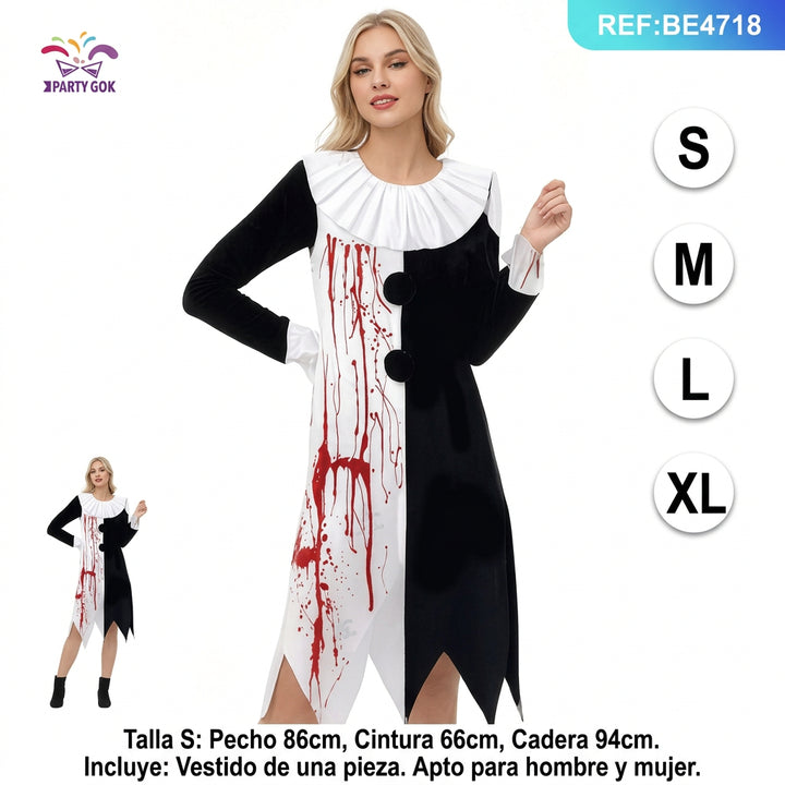 PAYASA CON SANGRE VESTIDO DE MANGA LARGA