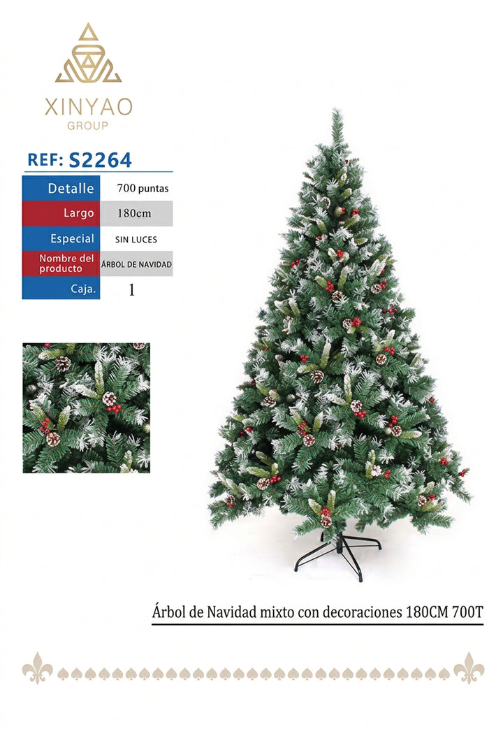 Arbol Navidad con Adorno 180cm 700T