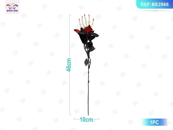 Flor Artificial Halloween con Mano de Esqueleto