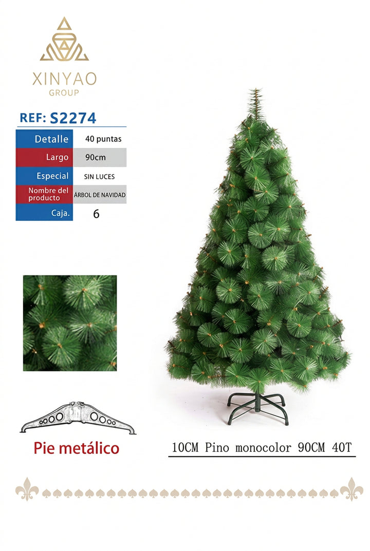 Arbol de Navidad 90cm 40T Sin Luces